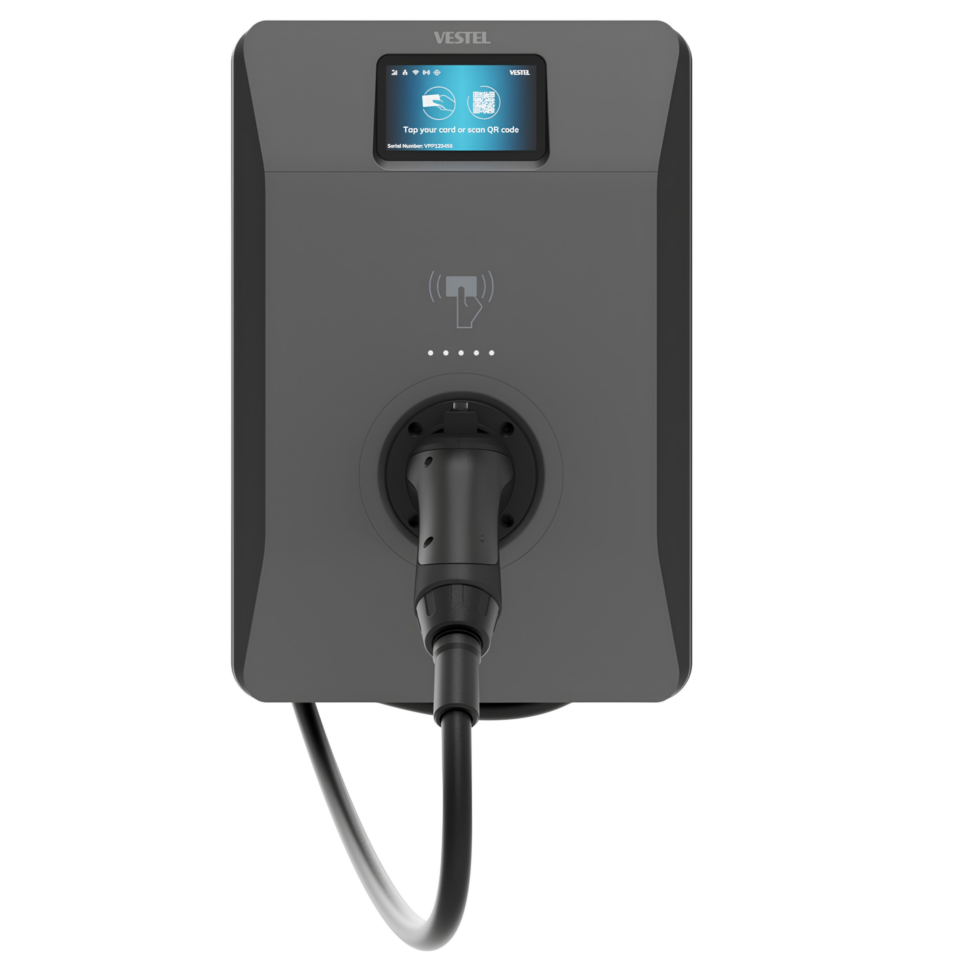 Vestel Elektrikli Araç Şarj Istasyonu ZES4-AC22SWLDMID T2P Smart 22KW Wifi'lı Kablolu Ekranlı