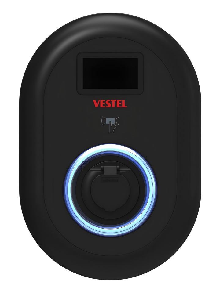 Vestel EVC04-AC22SLDWMID 22 kW Güçlü Soketli Kablosuz Elektrikli Araç Şarj İstasyonu Siyah