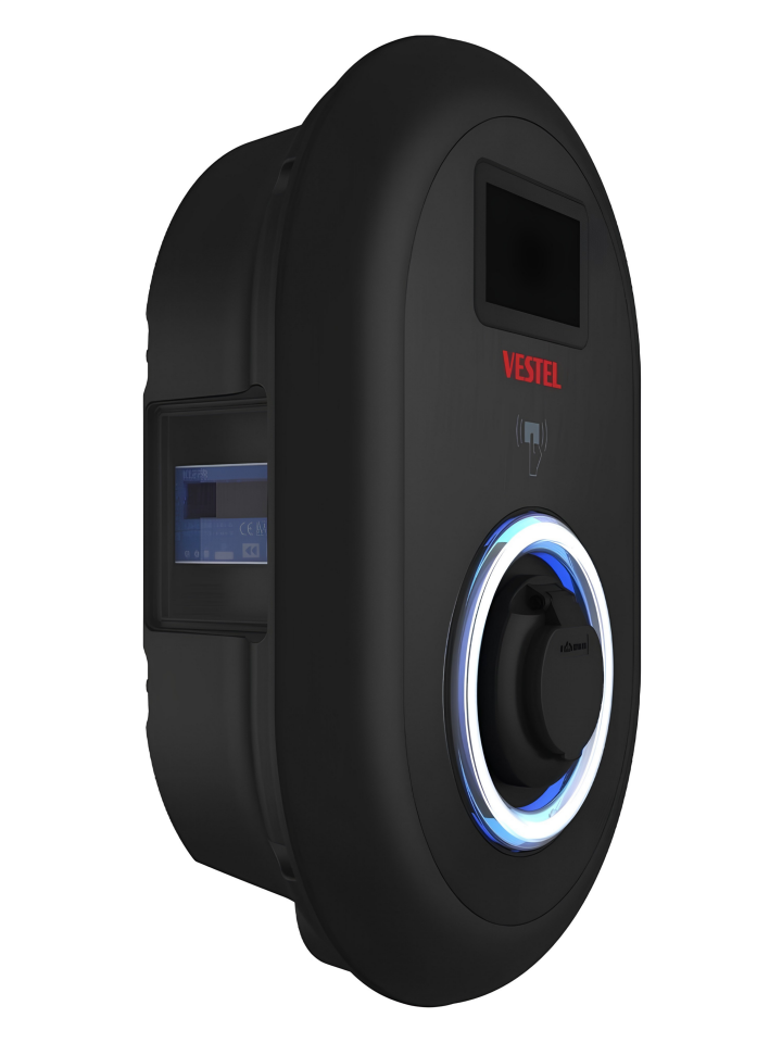 Vestel EVC04-AC22SLDWMID 22 kW Güçlü Soketli Kablosuz Elektrikli Araç Şarj İstasyonu Siyah